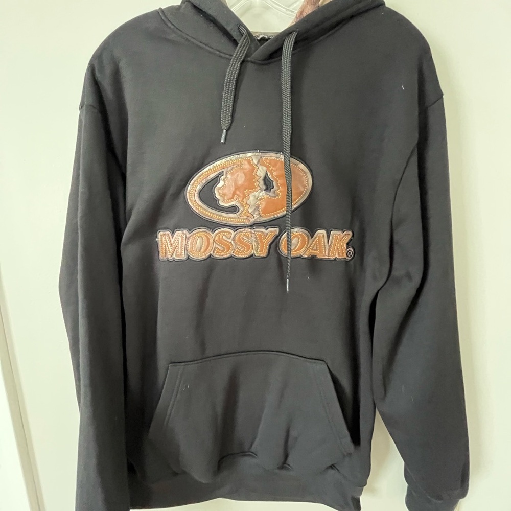 NEW Mossy Oak Men's Hoodie Sweatshirt Black/Camouflage Large